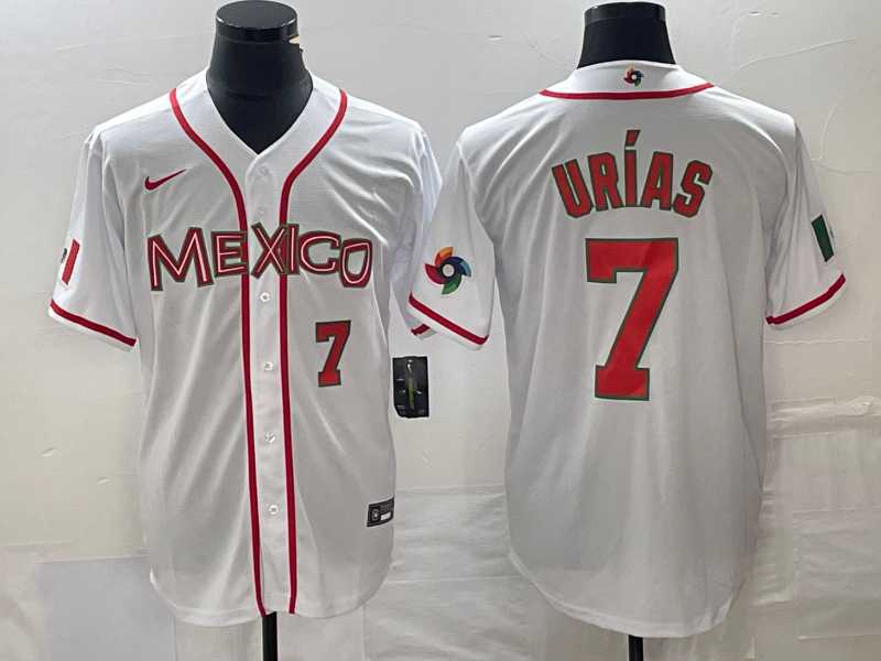 Men%27s Mexico Baseball #7 Julio Urias Number NEW 2023 White World Classic Stitched Jersey->los angeles dodgers->MLB Jersey